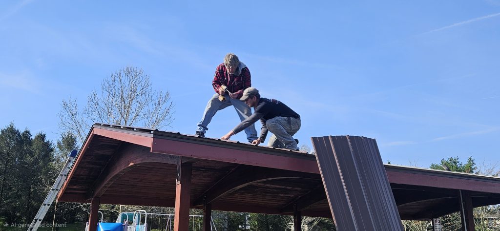 Two All Season Gutters Workers installing a corrugated roof