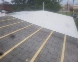 During a metal roof install replacing shingles in Etters, Pennsylvania.